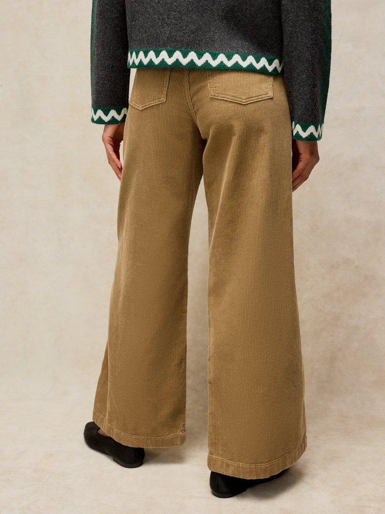 Ayla Wide Leg Cord Trouser in LGT GREEN - MODEL BACK