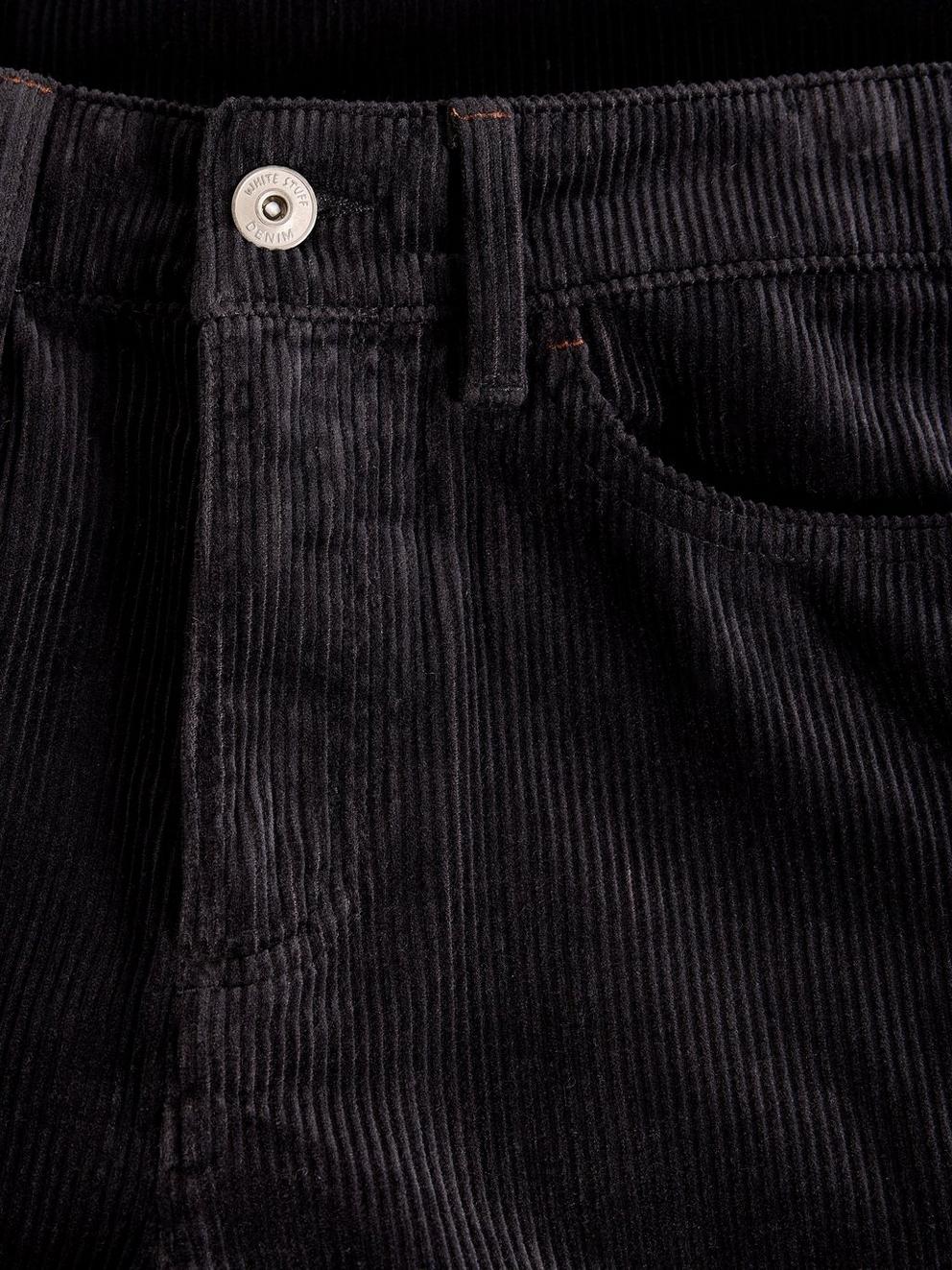 Ayla Wide Leg Cord Trouser in PURE BLK - FLAT DETAIL