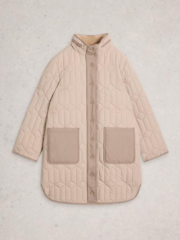 Maddison Quilted Coat in MID BLUE | White Stuff US