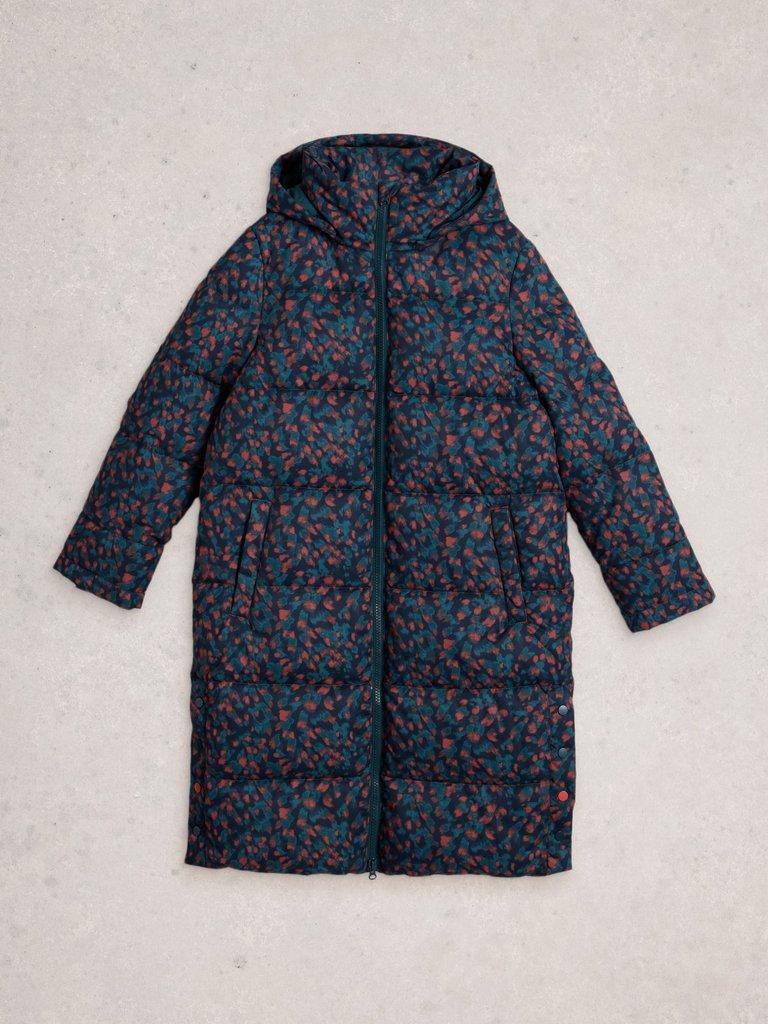 Elyse Hooded Quilted Coat in BLUE MLT - FLAT FRONT