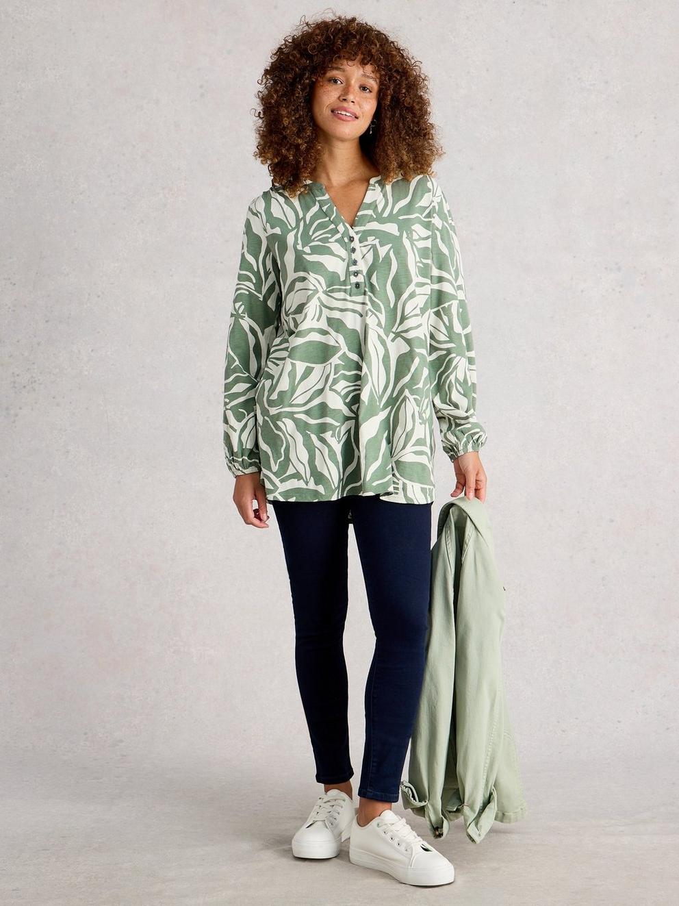 PHOEBE TUNIC in GREEN PR - MODEL FRONT