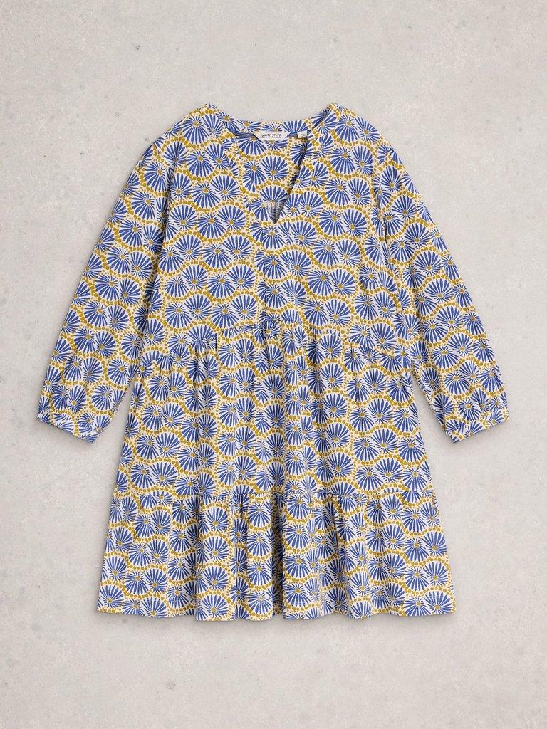 MARTA SHORT SLEEVE TUNIC in BLUE MLT - FLAT FRONT