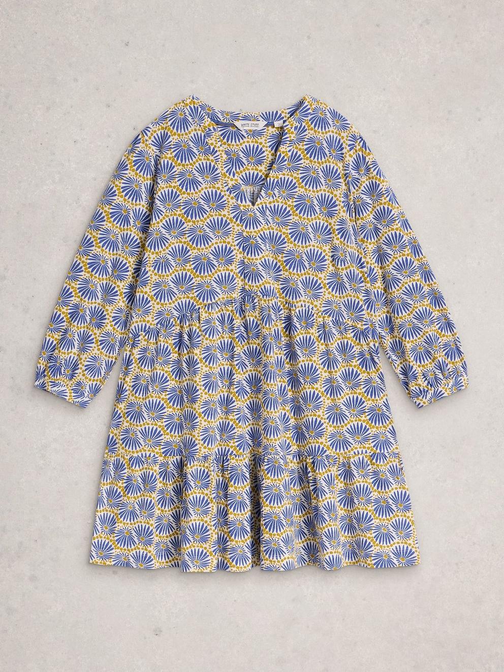 MARTA SHORT SLEEVE TUNIC in BLUE MLT - FLAT FRONT