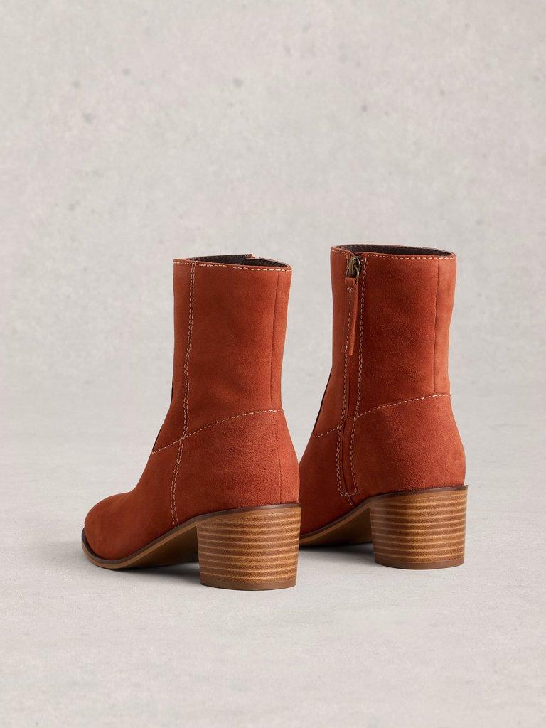 Izzy Suede Ankle Boot in DK ORANGE - FLAT BACK