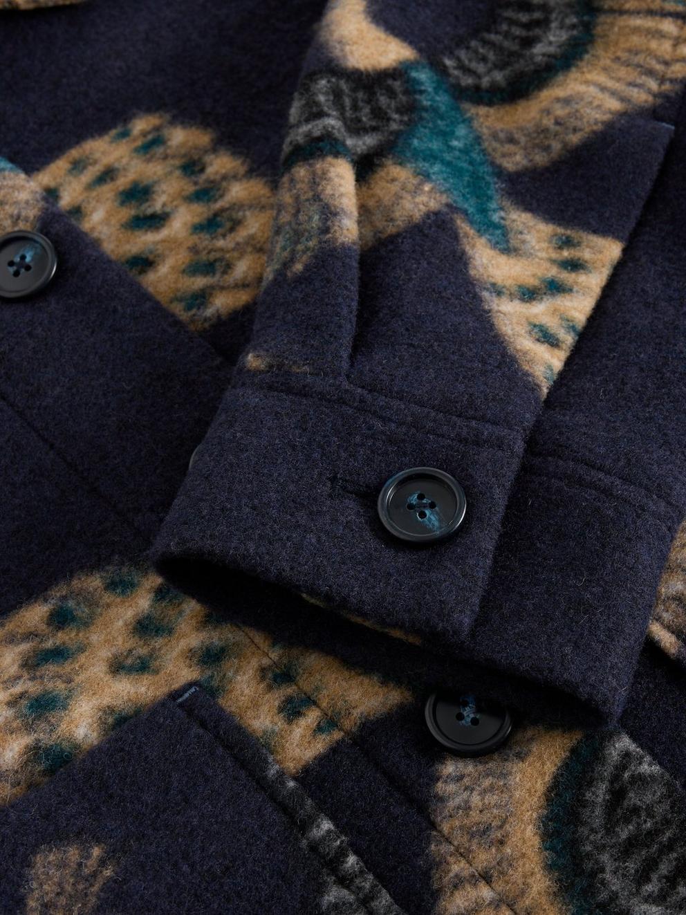 Alexa Wool Blend Jacket in NAVY MULTI - FLAT DETAIL