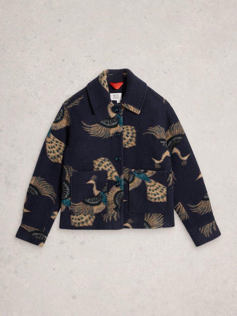 Alexa Wool Blend Jacket in NAVY MULTI - FLAT FRONT