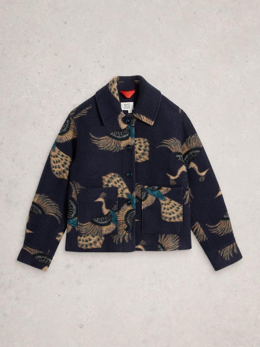 Alexa Wool Blend Jacket in NAVY MULTI - FLAT FRONT