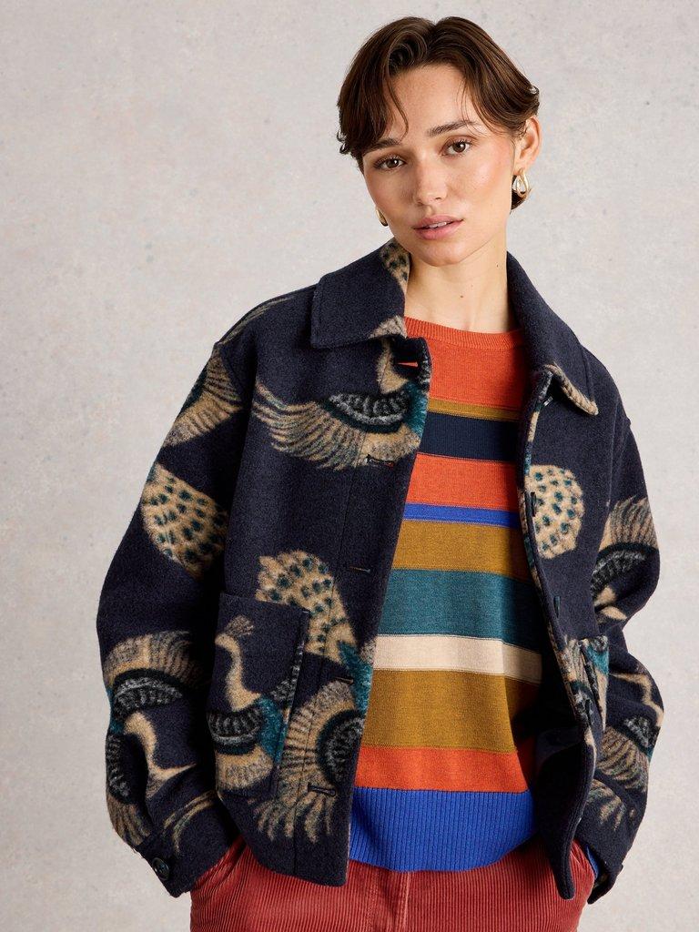 Alexa Wool Blend Jacket in NAVY MULTI - LIFESTYLE