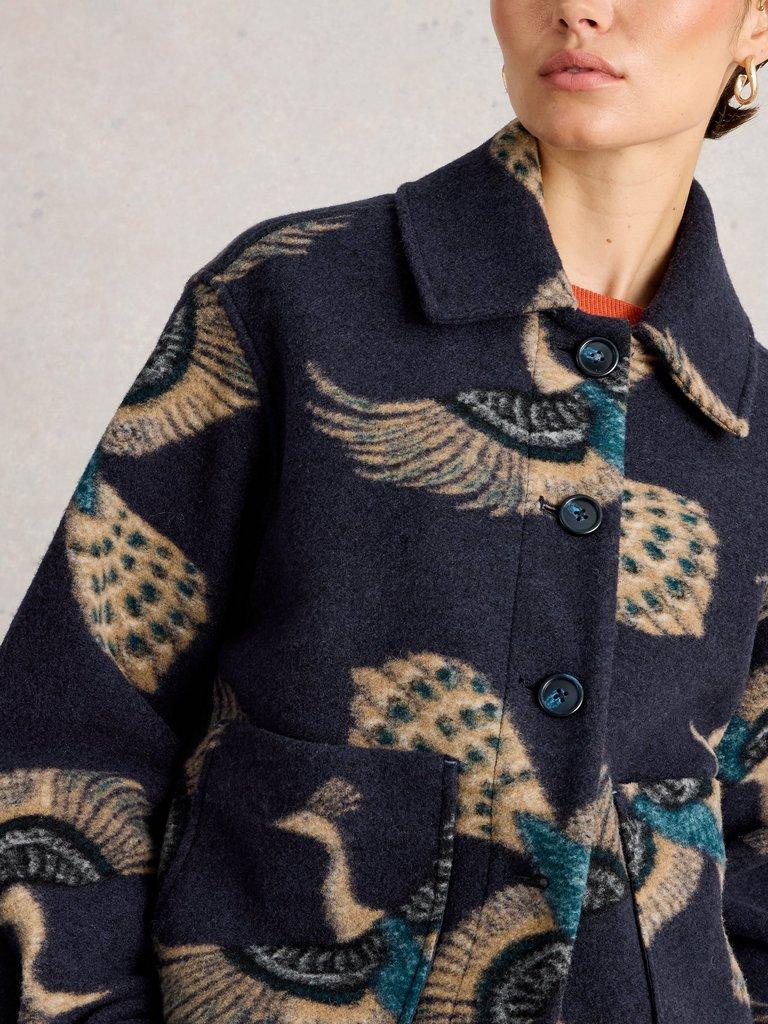 Alexa Wool Blend Jacket in NAVY MULTI - MODEL DETAIL