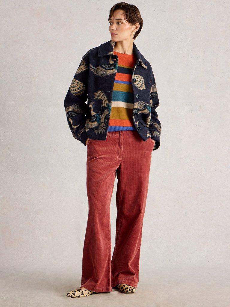 Alexa Wool Blend Jacket in NAVY MULTI - MODEL FRONT