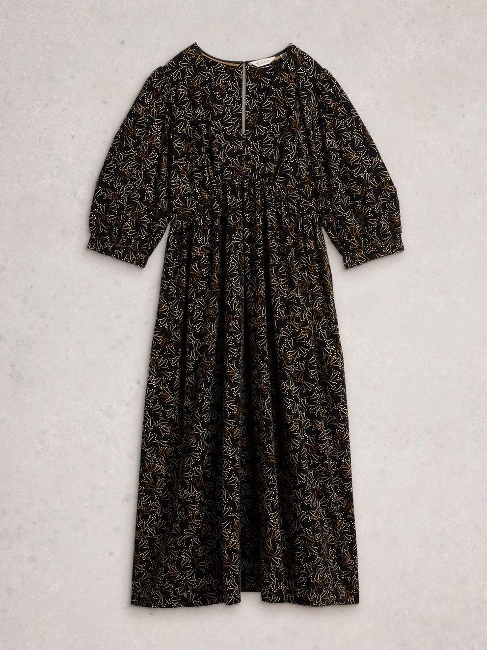 Lucy Midi Cord Dress in BLK MLT - FLAT FRONT