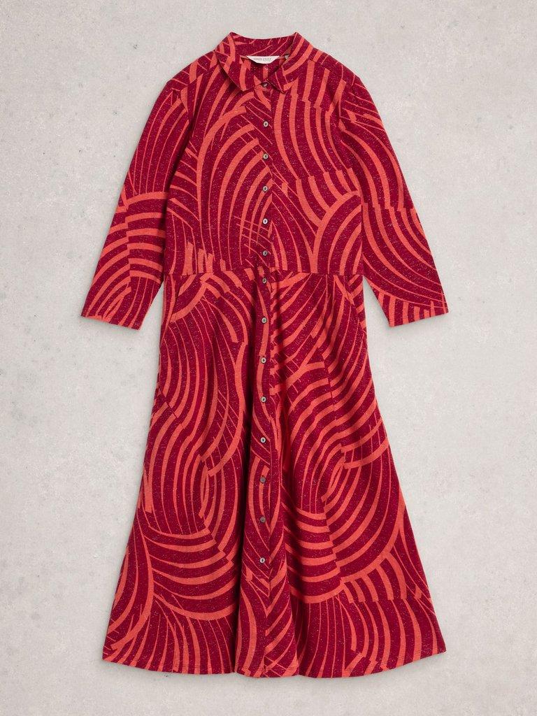 Rua Sparkle Jersey Shirt Midi Dress in RED PR - FLAT FRONT