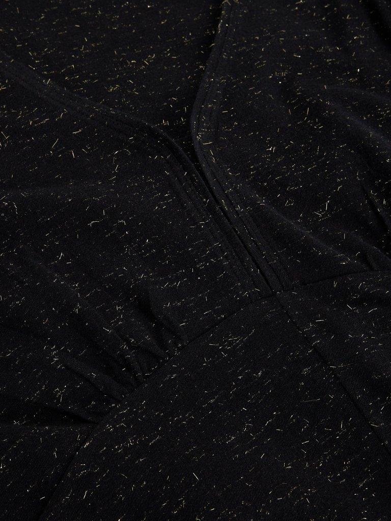 Megan Sparkle Jersey Dress in PURE BLK - FLAT DETAIL