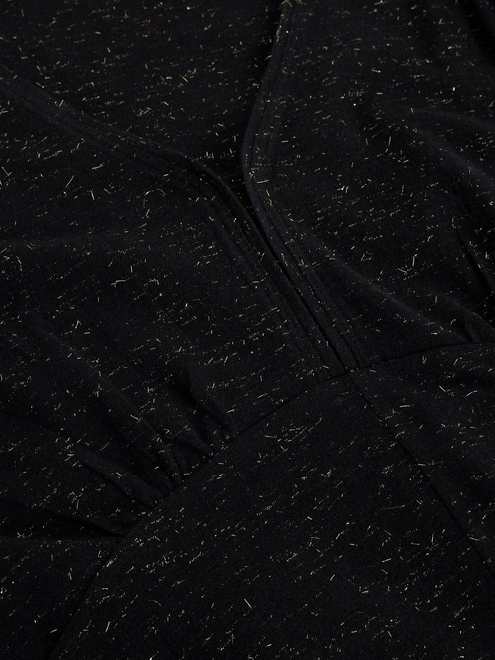 Megan Sparkle Jersey Dress in PURE BLK - FLAT DETAIL