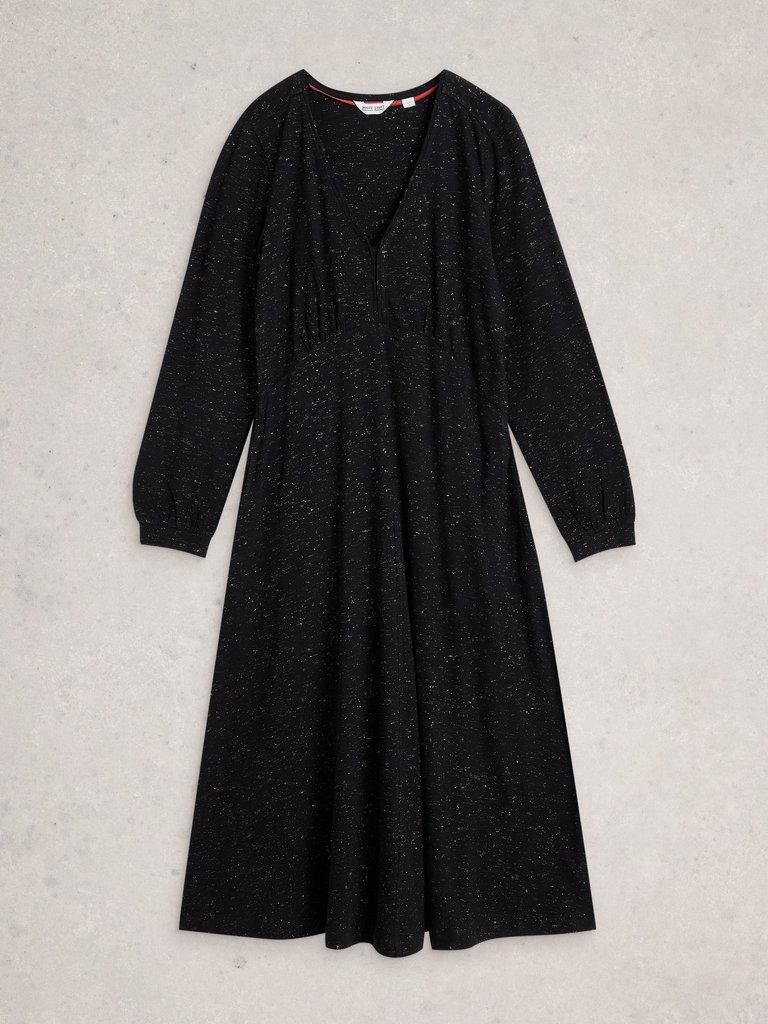 Megan Sparkle Jersey Dress in PURE BLK - FLAT FRONT