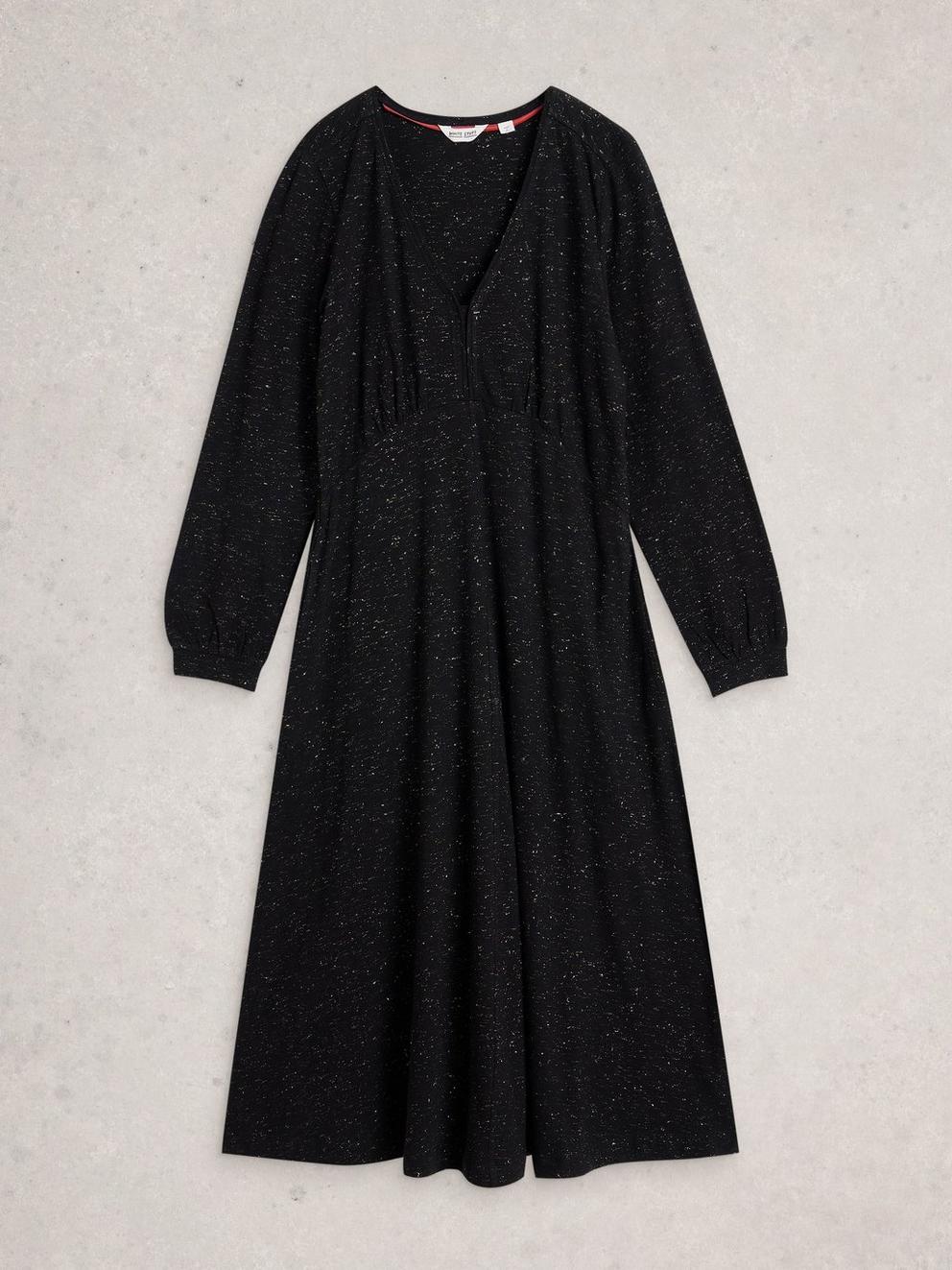 Megan Sparkle Jersey Dress in PURE BLK - FLAT FRONT