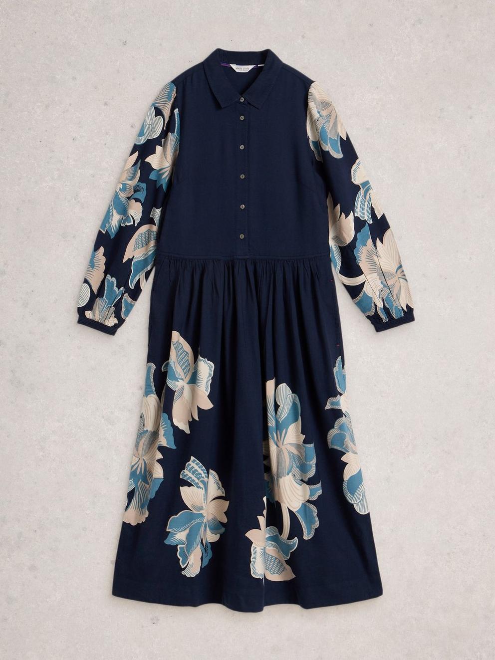 Claire Shirt Dress in NAVY PR - FLAT FRONT