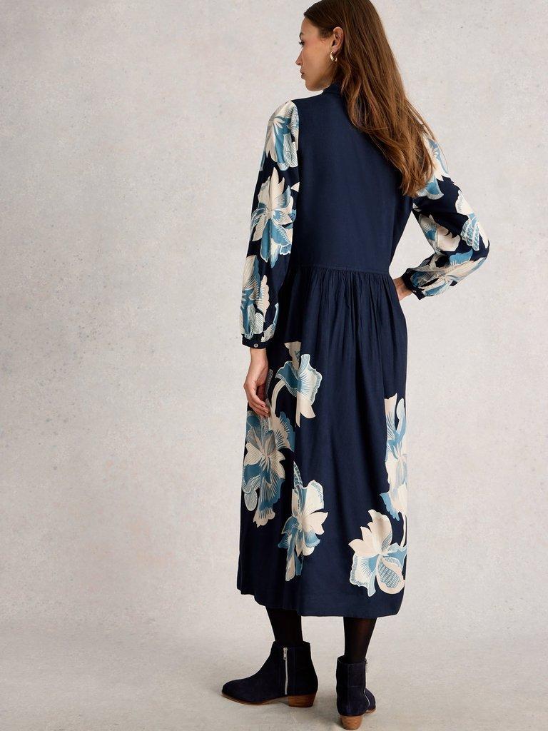 Claire Shirt Dress in NAVY PR - MODEL BACK