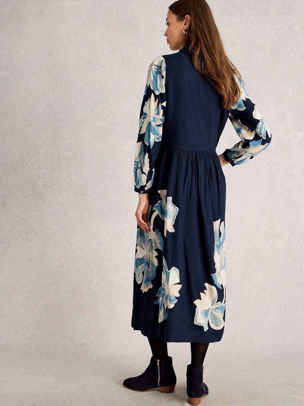 Claire Shirt Dress in NAVY PR - MODEL BACK