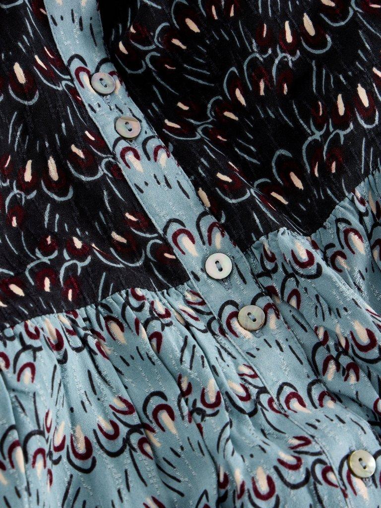 Clementine V Neck Maxi Dress in BLUE MLT - FLAT DETAIL