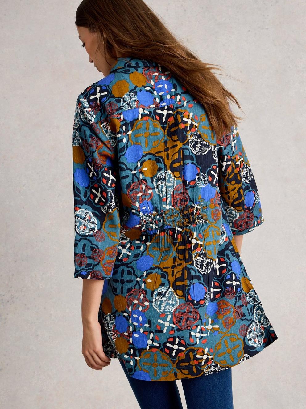 Blake Long Sleeve Tunic in CHART MLT - MODEL BACK