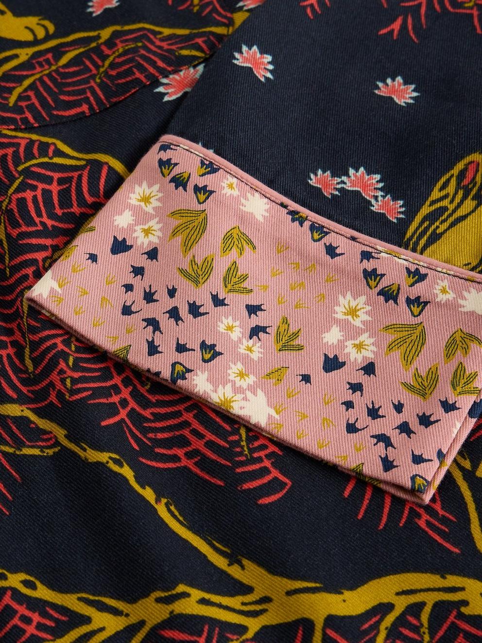 NINA ORGANIC PJ LONG SLEEVE SHIRT in BLK MLT - FLAT DETAIL