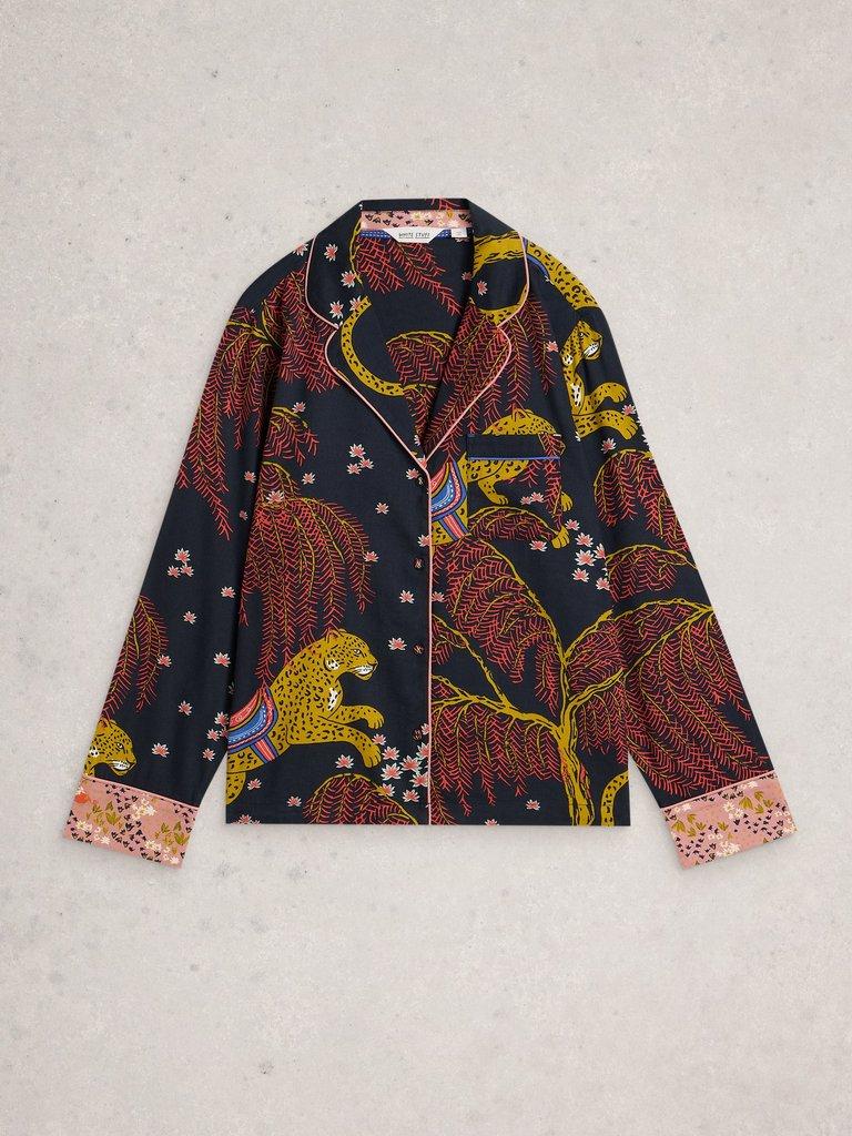 NINA ORGANIC PJ LONG SLEEVE SHIRT in BLK MLT - FLAT FRONT