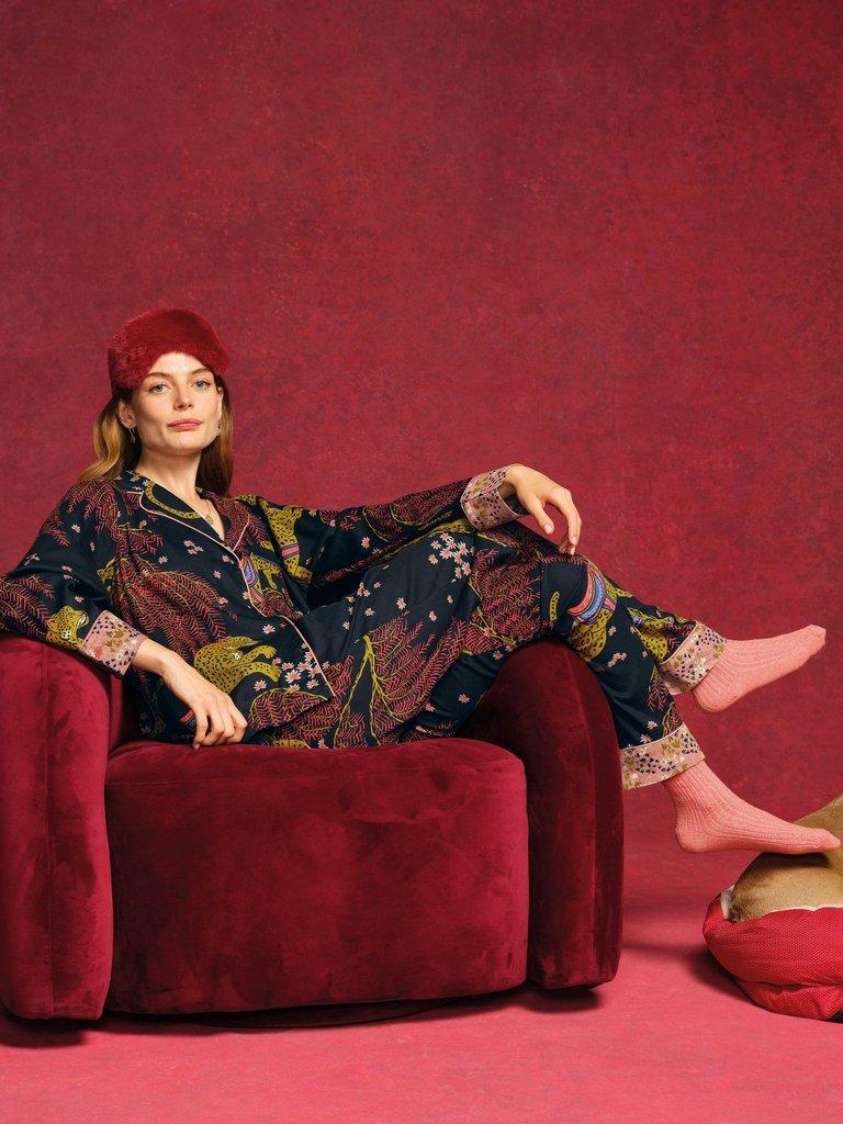 NINA ORGANIC PJ LONG SLEEVE SHIRT in BLK MLT - MIXED