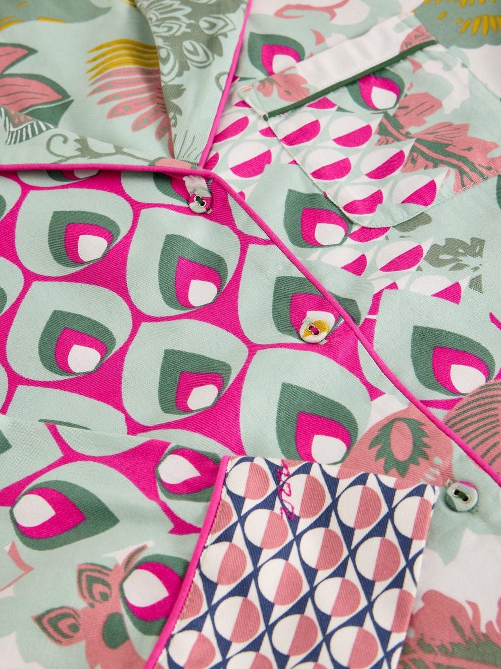 NINA ORGANIC PJ LONG SLEEVE SHIRT in GREEN MLT - FLAT DETAIL