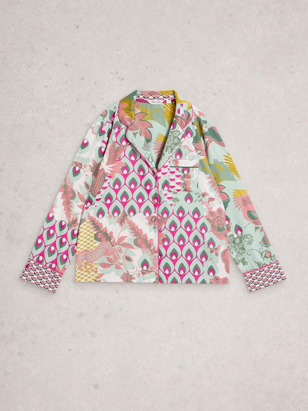 NINA ORGANIC PJ LONG SLEEVE SHIRT in GREEN MLT - FLAT FRONT