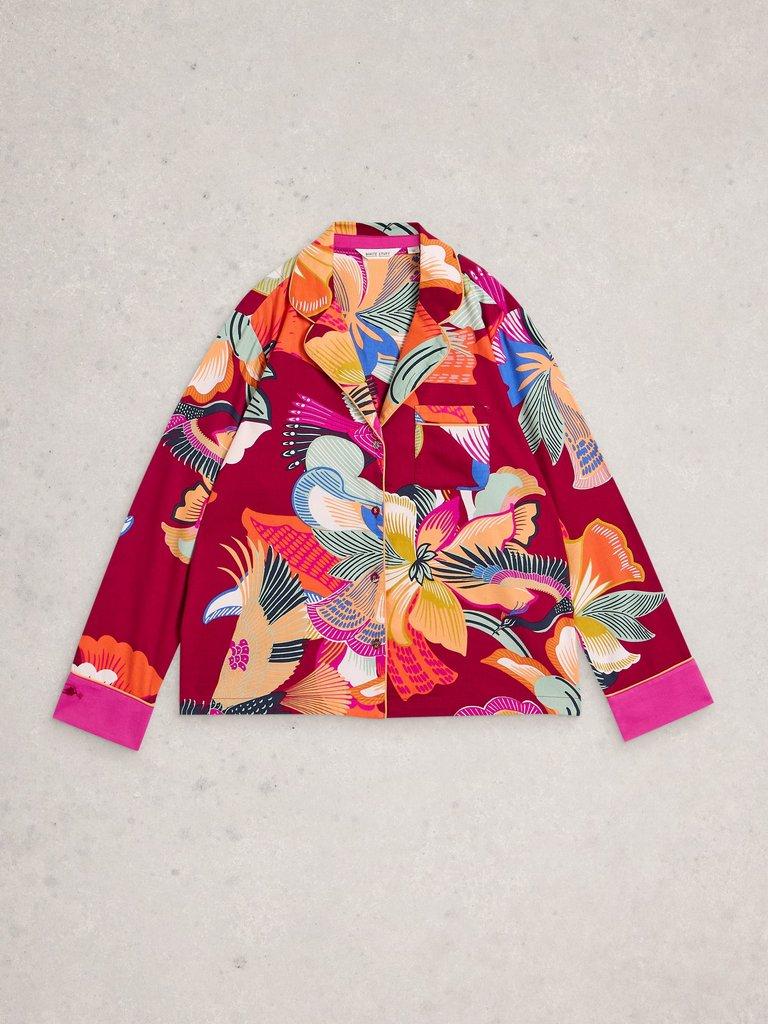 NINA ORGANIC PJ LONG SLEEVE SHIRT in RED MLT - FLAT FRONT