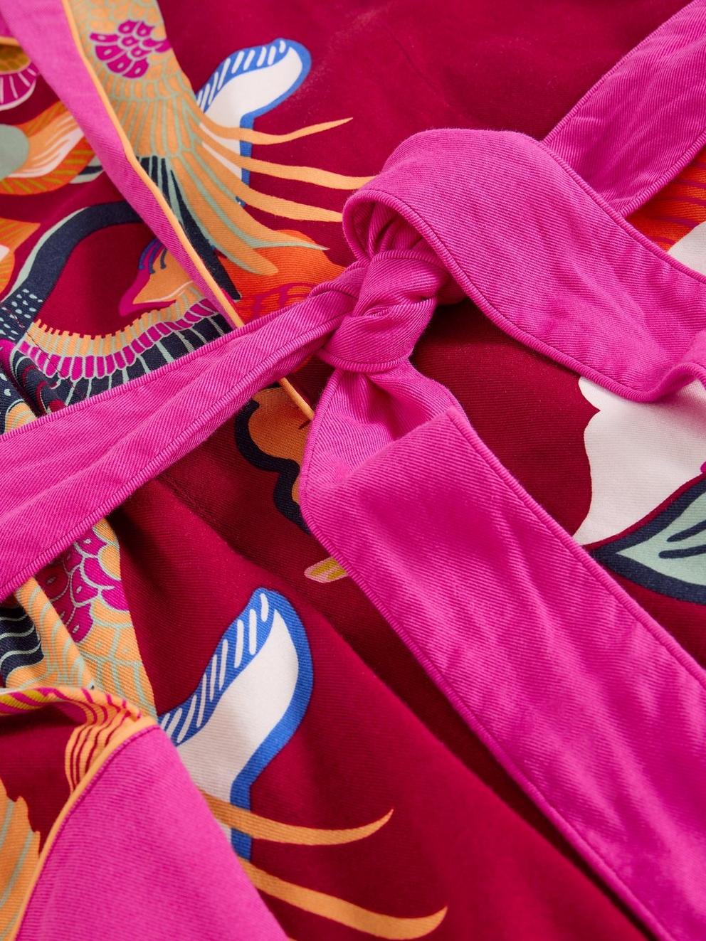 NINA WOVEN DRESSING GOWN in RED MLT - FLAT DETAIL