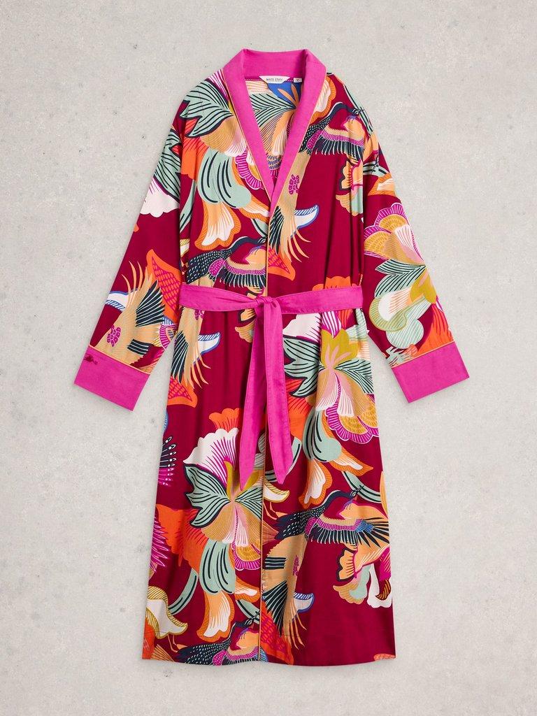 NINA WOVEN DRESSING GOWN in RED MLT - FLAT FRONT