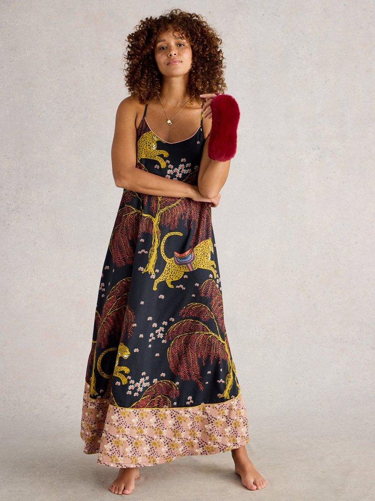 IRIS CAMI NIGHTIE in BLK MLT - MODEL FRONT