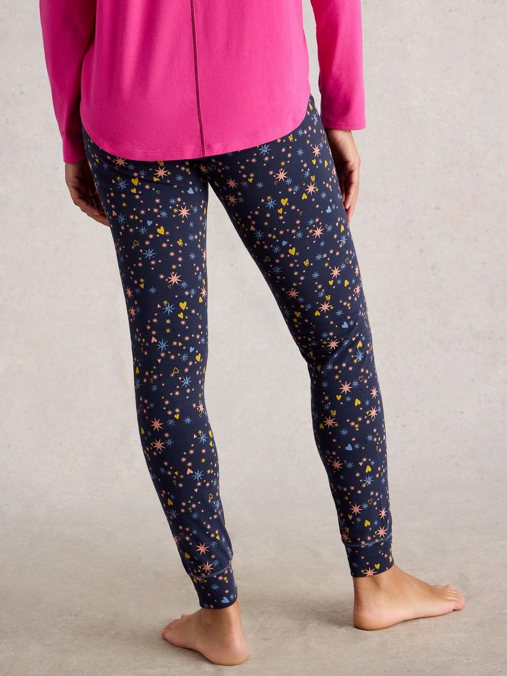 SELENA JERSEY PJ LEGGING in NAVY MULTI - MODEL BACK