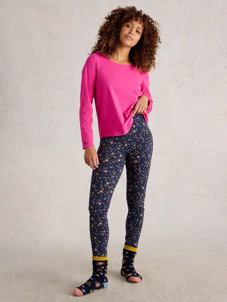 SELENA JERSEY PJ LEGGING in NAVY MULTI - MODEL FRONT