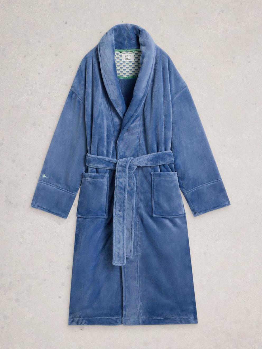 CLOVER DRESSING GOWN in LGT BLUE - FLAT FRONT