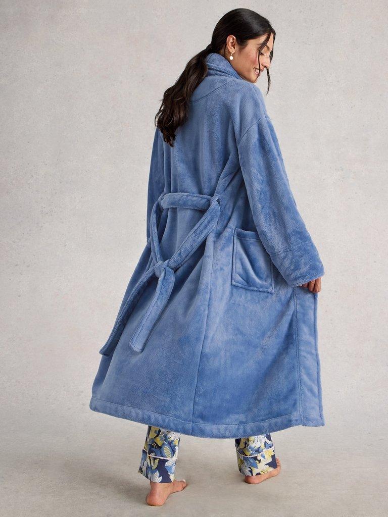 CLOVER DRESSING GOWN in LGT BLUE - MODEL BACK