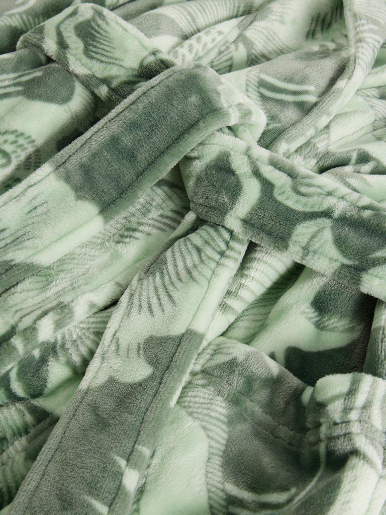 CLOVER PRINT DRESSING GOWN in GREEN MLT - FLAT DETAIL