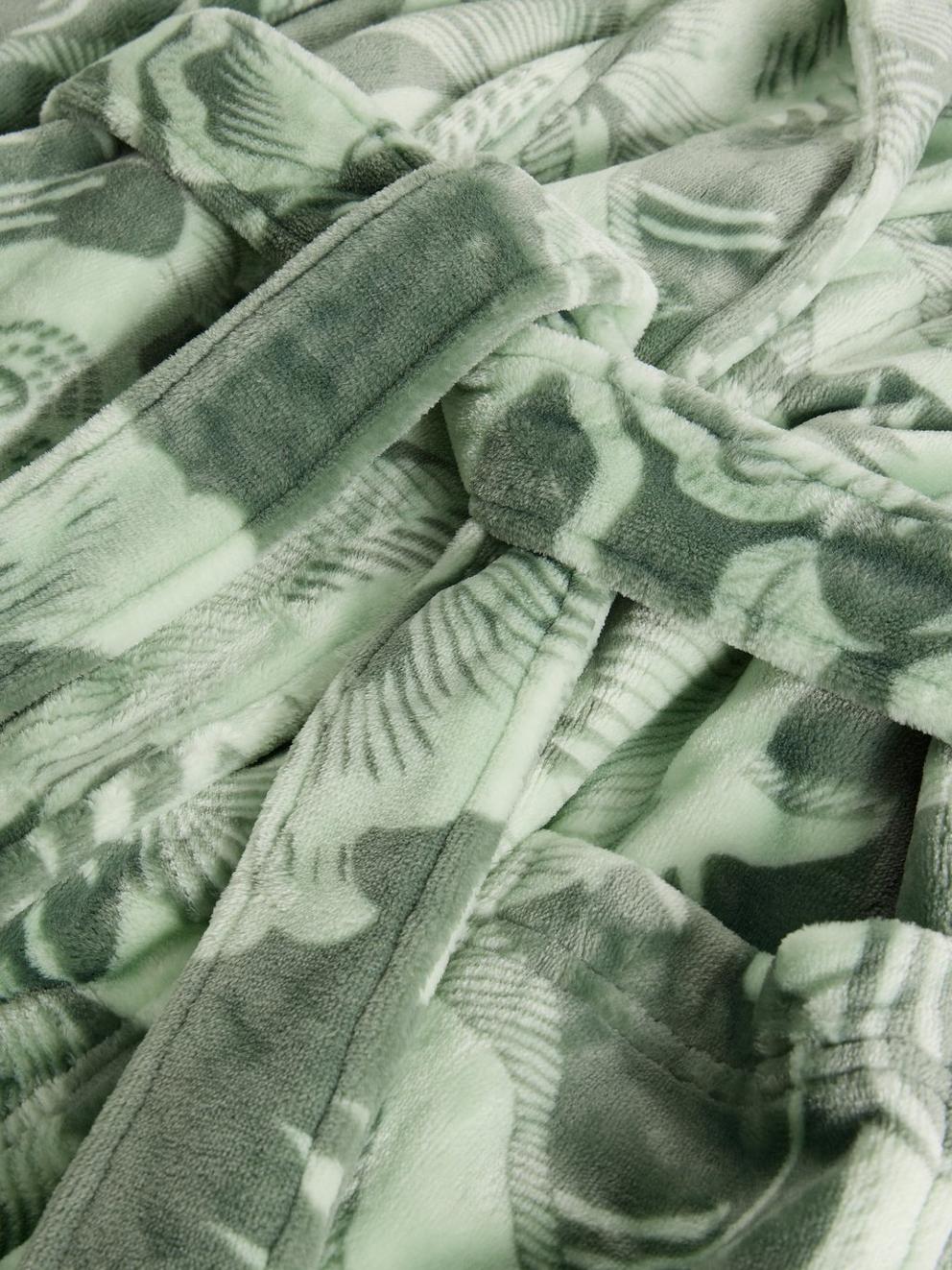 CLOVER PRINT DRESSING GOWN in GREEN MLT - FLAT DETAIL