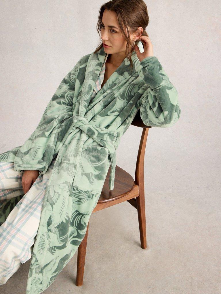 CLOVER PRINT DRESSING GOWN in GREEN MLT - LIFESTYLE