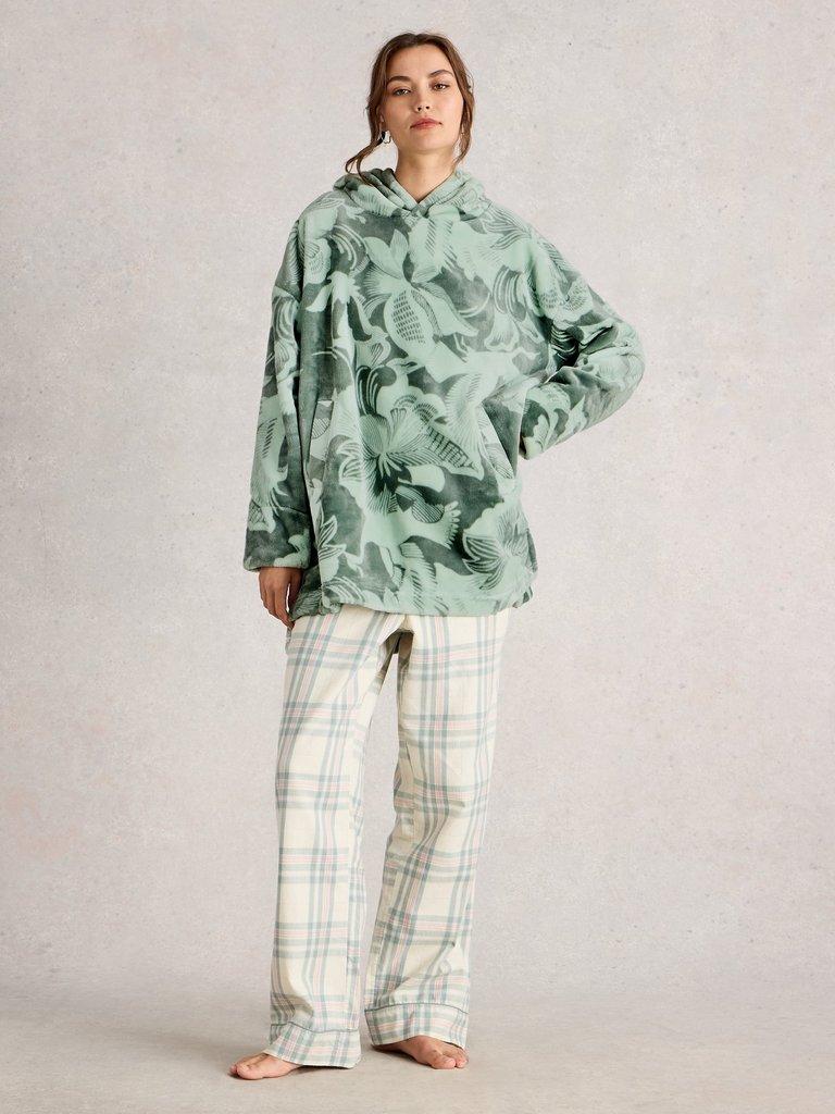 CLOVER SNUGGLE HOODIE in GREEN MLT - MODEL FRONT