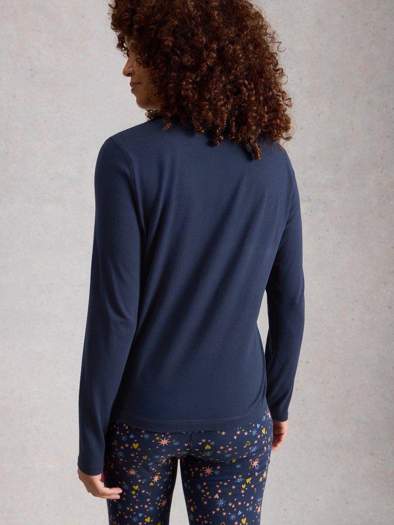 PENNY HENLEY PJ TOP in DARK NAVY - MODEL BACK