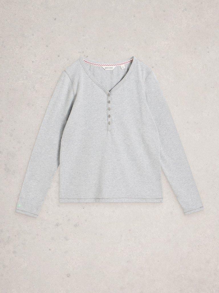 PENNY HENLEY PJ TOP in GREY MARL - FLAT FRONT