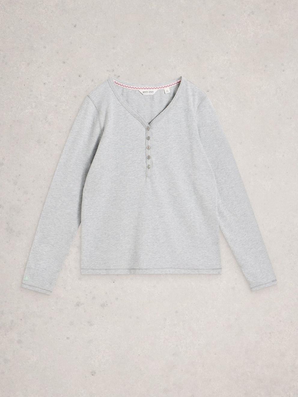 PENNY HENLEY PJ TOP in GREY MARL - FLAT FRONT