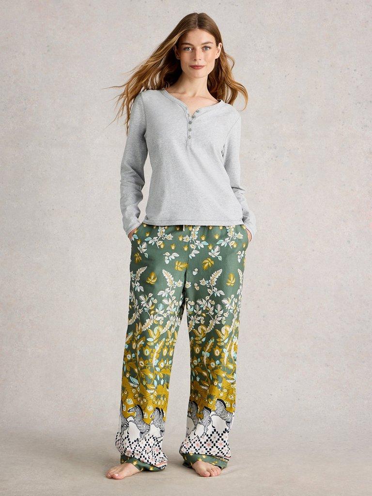 PENNY HENLEY PJ TOP in GREY MARL - MODEL FRONT