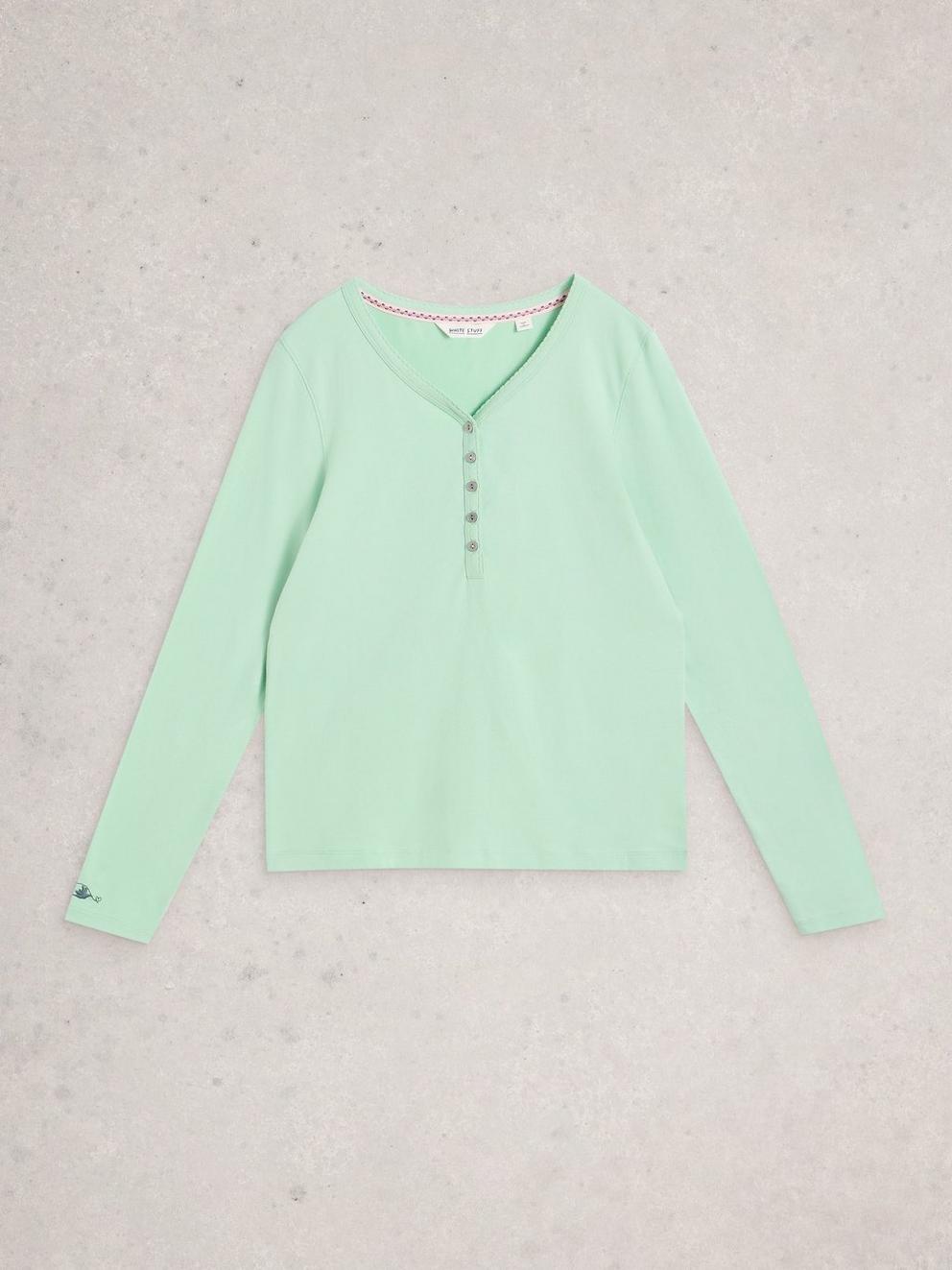 PENNY HENLEY PJ TOP in LGT GREEN - FLAT FRONT
