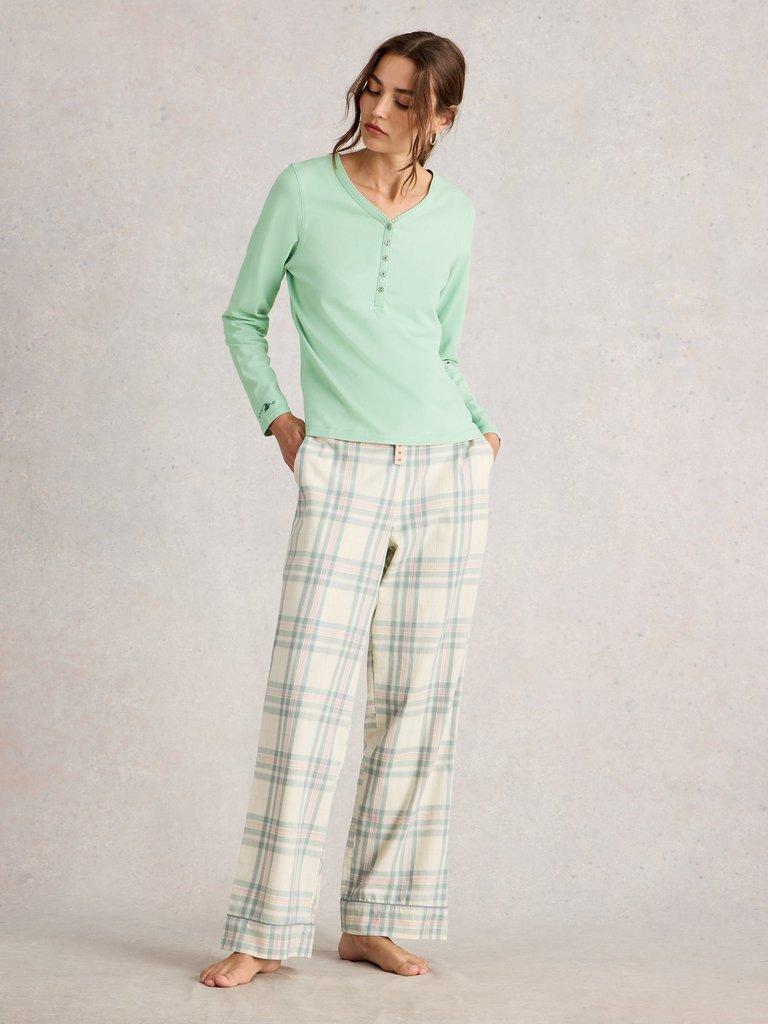 PENNY HENLEY PJ TOP in LGT GREEN - MODEL FRONT