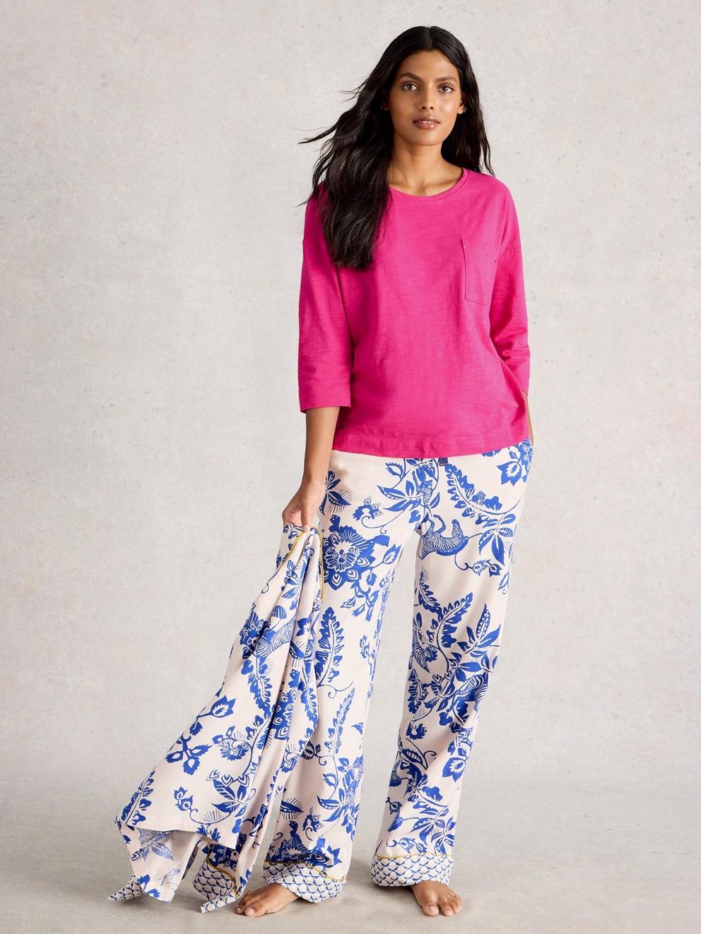 MIA BOXY TEE in BRT PINK - MODEL FRONT