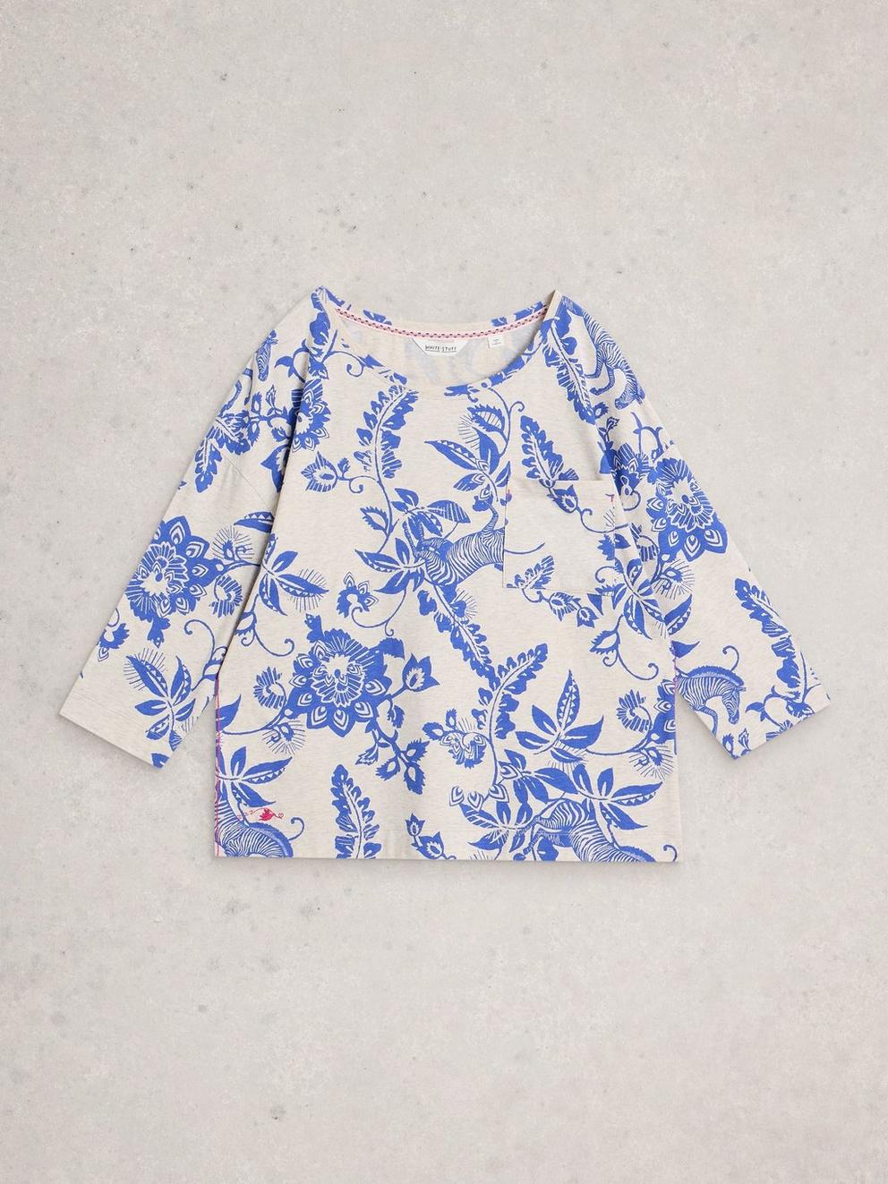 MIA PRINTED BOXY TEE in NAT MLT - FLAT FRONT